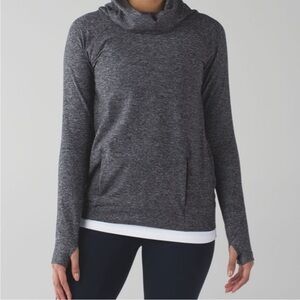 Lululemon Make a Move Cowl Neck Long Sleeve, heathered black/grey, Size 10